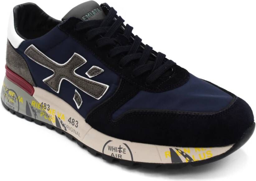 Premiata Blauwe Sneakers met Leren Voering en Rubberen Zool Blauw Heren