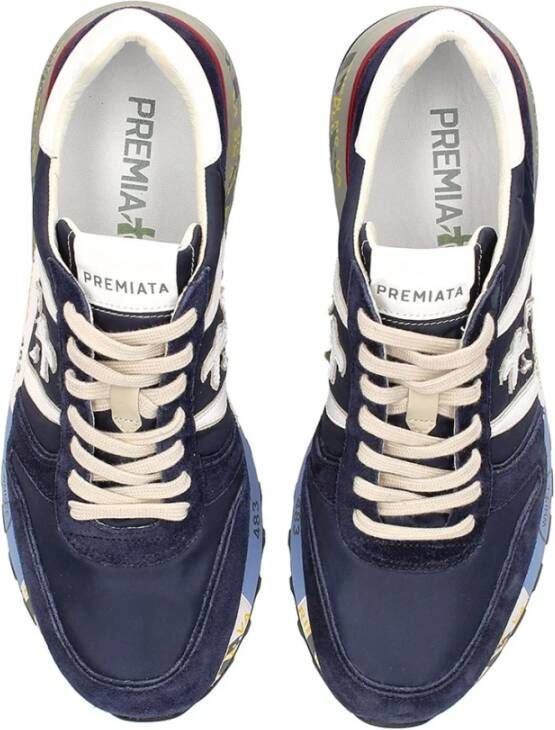 Premiata Blauwe sportieve suède sneakers voor heren Blauw Heren