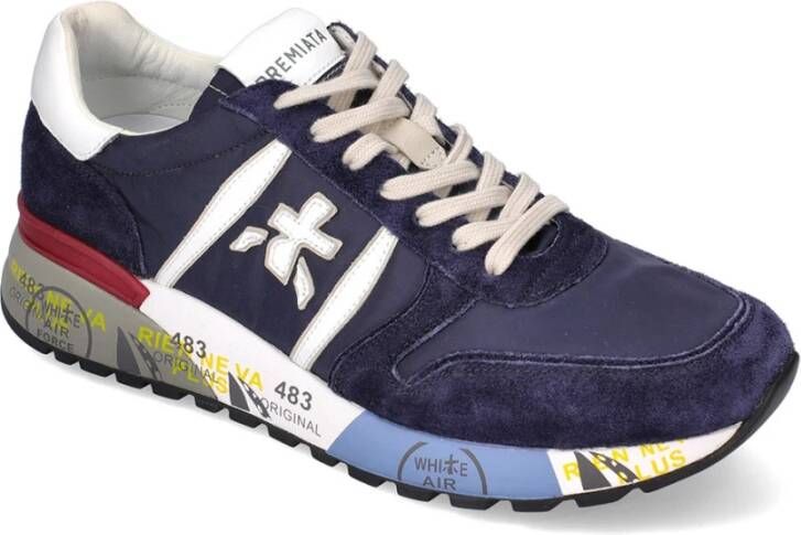 Premiata Blauwe sportieve suède sneakers voor heren Blauw Heren