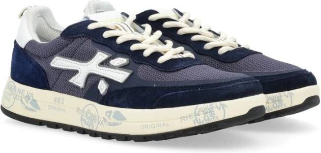 Premiata Blauwe Suède en Technische Stof Sneaker Multicolor Heren