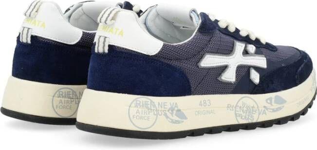 Premiata Blauwe Suède en Technische Stof Sneaker Multicolor Heren