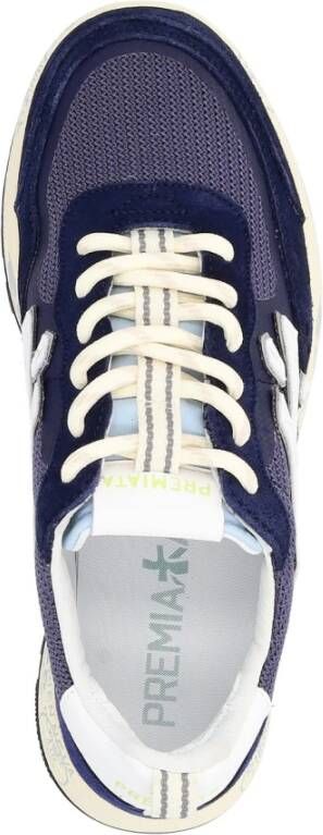 Premiata Blauwe Suède en Technische Stof Sneaker Multicolor Heren