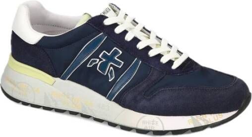 Premiata Blauwe Suède Nylon Sneakers Blue Heren