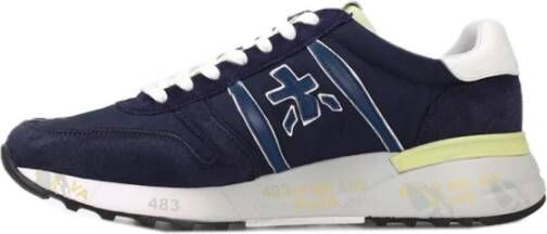 Premiata Blauwe Suède Nylon Sneakers Blue Heren