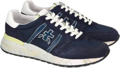 Premiata Blauwe Suède Nylon Sneakers Blue Heren