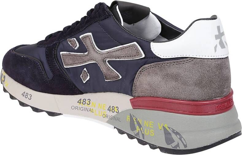 Premiata Blauwe Technische Stof en Suède Sneakers Blue Heren