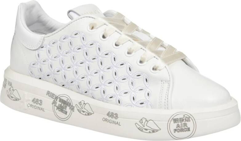 Premiata Bloemen Geborduurde Witte Sneakers White Dames