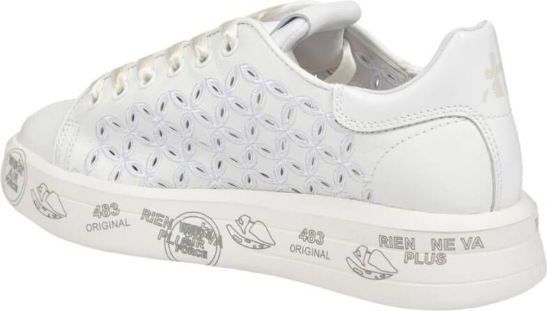 Premiata Bloemen Geborduurde Witte Sneakers White Dames