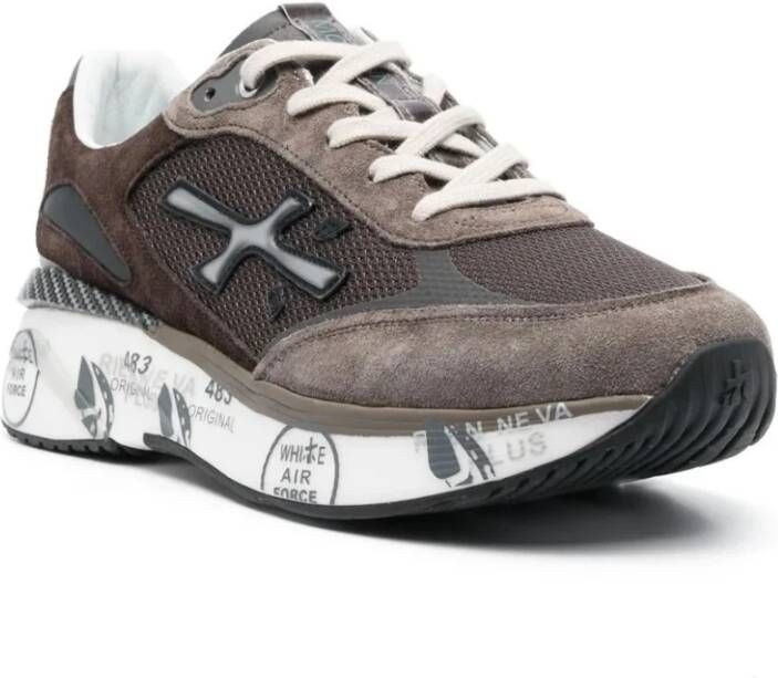 Premiata Bruine Moerun Leren Sneakers Vetersluiting Ontwerp Brown Heren