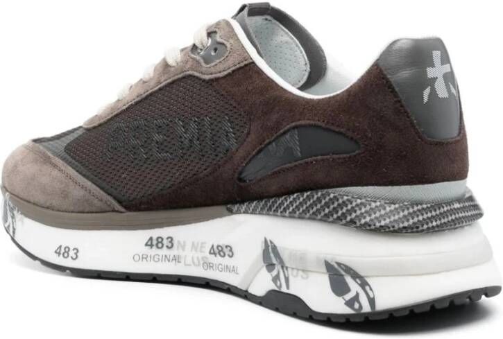 Premiata Bruine Moerun Leren Sneakers Vetersluiting Ontwerp Brown Heren