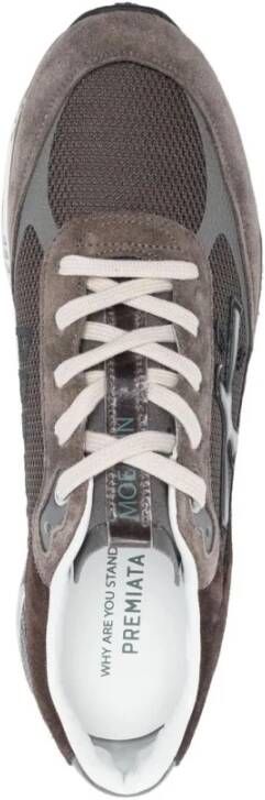 Premiata Bruine Moerun Leren Sneakers Vetersluiting Ontwerp Brown Heren