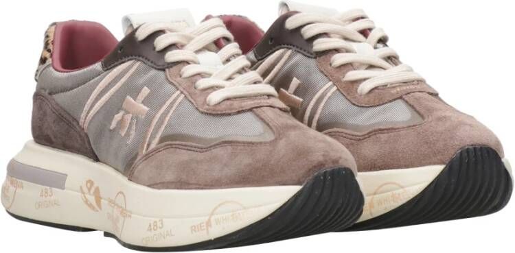 Premiata Bruine Sneakers met Nylon en Suède Brown Dames