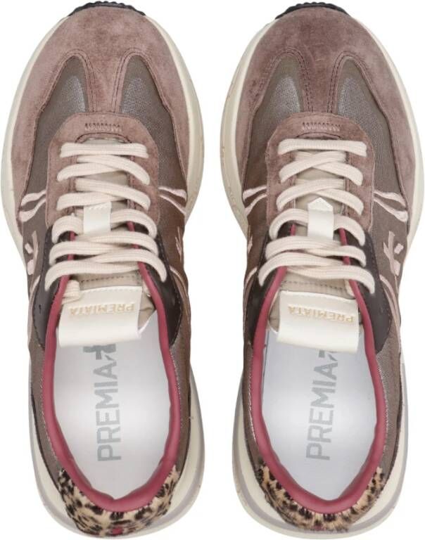 Premiata Bruine Sneakers met Nylon en Suède Brown Dames