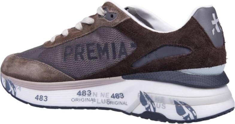 Premiata Bruine Sneakers met reliëflogo Brown Heren