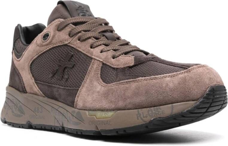 Premiata Bruine Suède Sneakers Contrastdetail Brown Heren