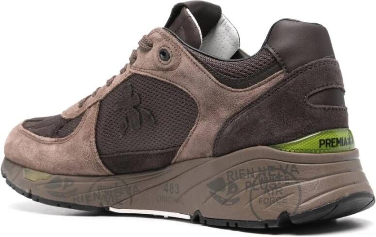 Premiata Bruine Suède Sneakers Contrastdetail Brown Heren