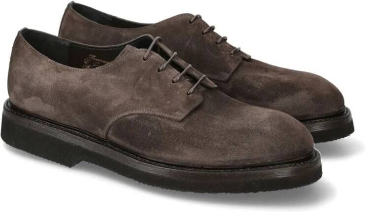 Premiata Bruine Suède Veterschoenen Derby Stijl Brown Heren