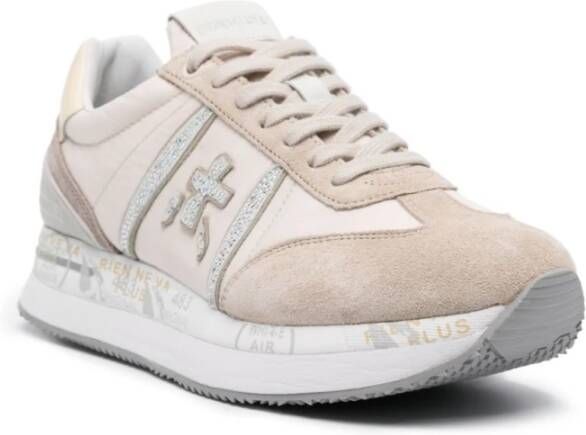 Premiata Conny Nylon en Suède Sneakers Beige Dames