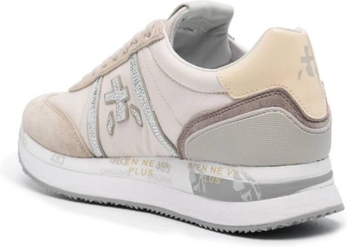 Premiata Conny Nylon en Suède Sneakers Beige Dames