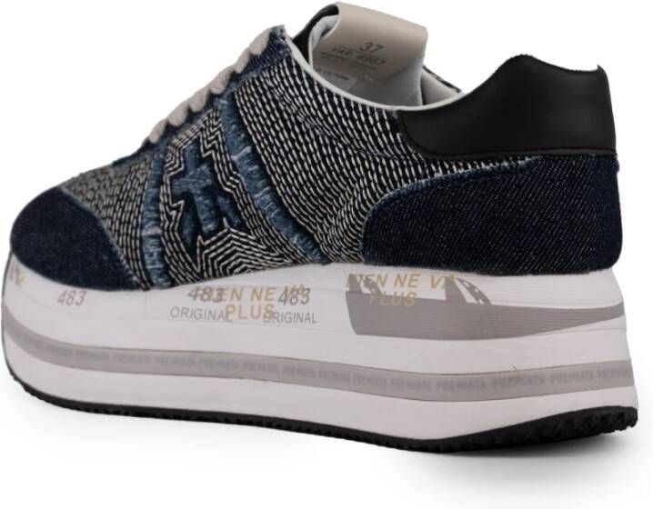 Premiata Denim Damesneakers Stijlvolle Casual Schoenen Blue Dames