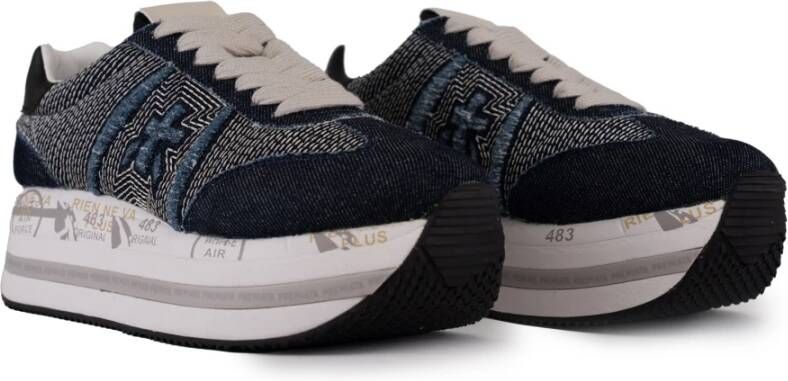 Premiata Denim Damesneakers Stijlvolle Casual Schoenen Blue Dames