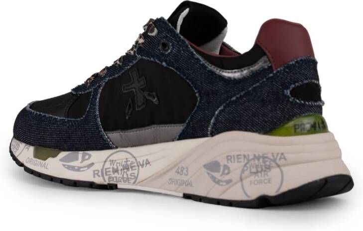 Premiata Denim Sneakers met dierenprintdetails Blue Dames