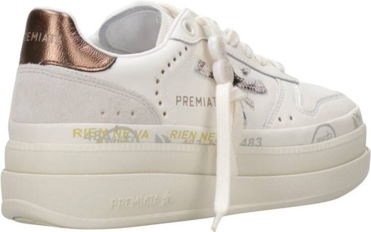 Premiata Dieren Detail Leren Sneakers White Dames