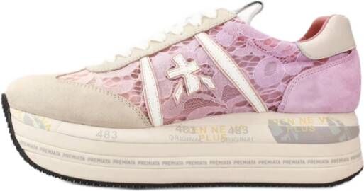 Premiata Gaatjesvetersneakers met platformszool Pink Dames