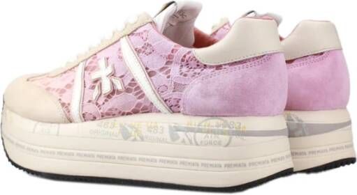 Premiata Gaatjesvetersneakers met platformszool Pink Dames