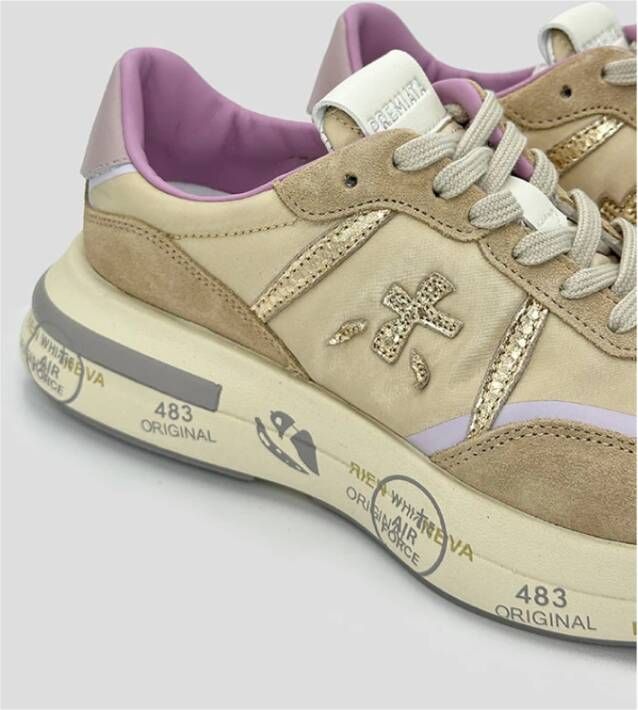 Premiata Gouden Nylon Sneaker Cassie Model Beige Dames