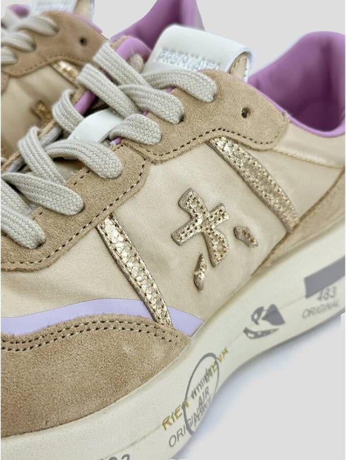 Premiata Gouden Nylon Sneaker Cassie Model Beige Dames