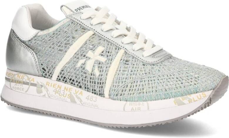 Premiata Grijs Groen Gehaakte Sneakers Multicolor Dames