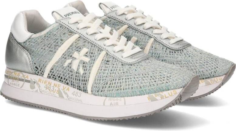 Premiata Grijs Groen Gehaakte Sneakers Multicolor Dames