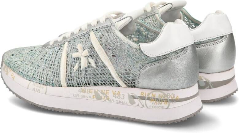 Premiata Grijs Groen Gehaakte Sneakers Multicolor Dames