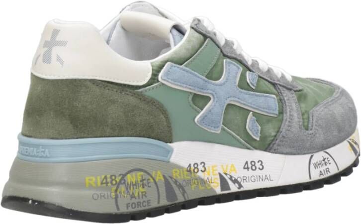 Premiata Grijs+Groene Sneakers Suède Technische Stof Multicolor Heren