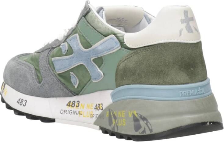 Premiata Grijs+Groene Sneakers Suède Technische Stof Multicolor Heren