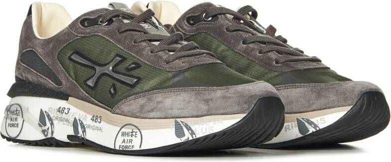 Premiata Grijze Lage Sneakers Militair Groen Suède Multicolor Heren