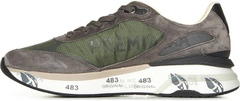 Premiata Grijze Lage Sneakers Militair Groen Suède Multicolor Heren