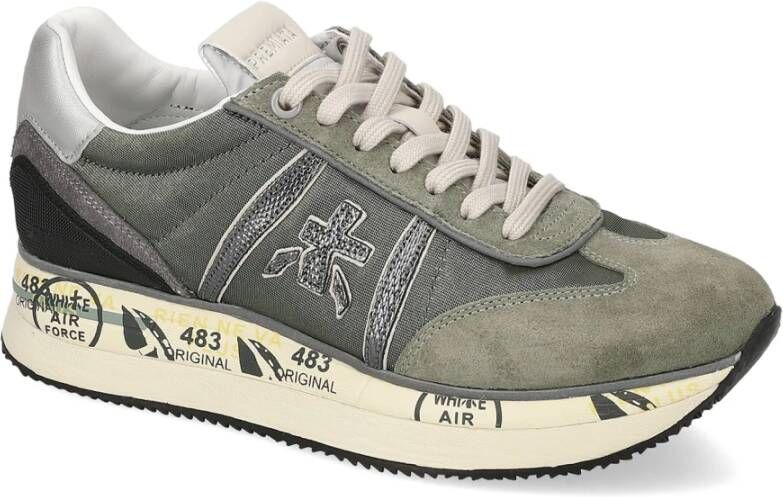 Premiata Grijze Sneakers met Leer en Stof Gray Dames