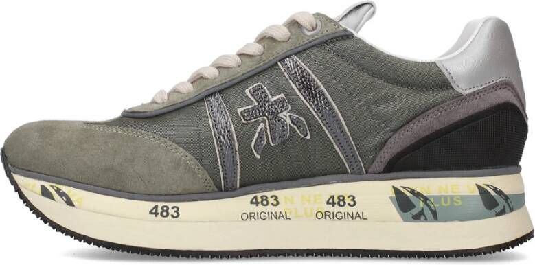 Premiata Grijze Sneakers met Leer en Stof Gray Dames