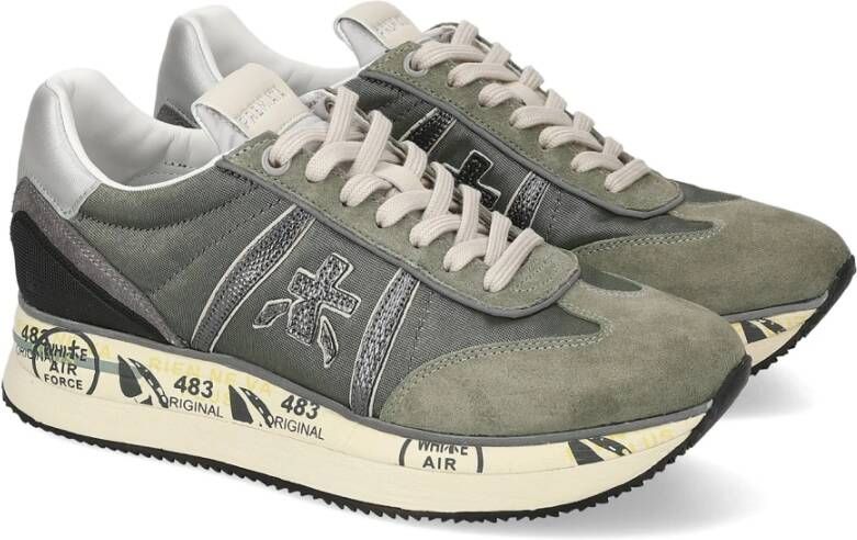 Premiata Grijze Sneakers met Leer en Stof Gray Dames