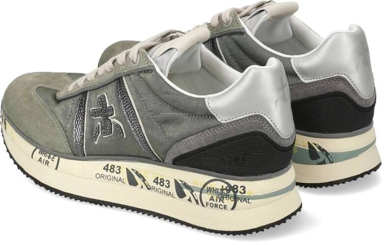 Premiata Grijze Sneakers met Leer en Stof Gray Dames