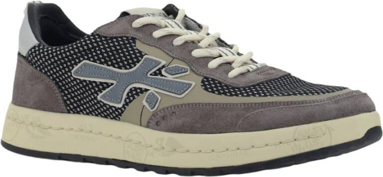 Premiata Grijze Sneakers Retro Stijl Mesh Suède Gray Heren