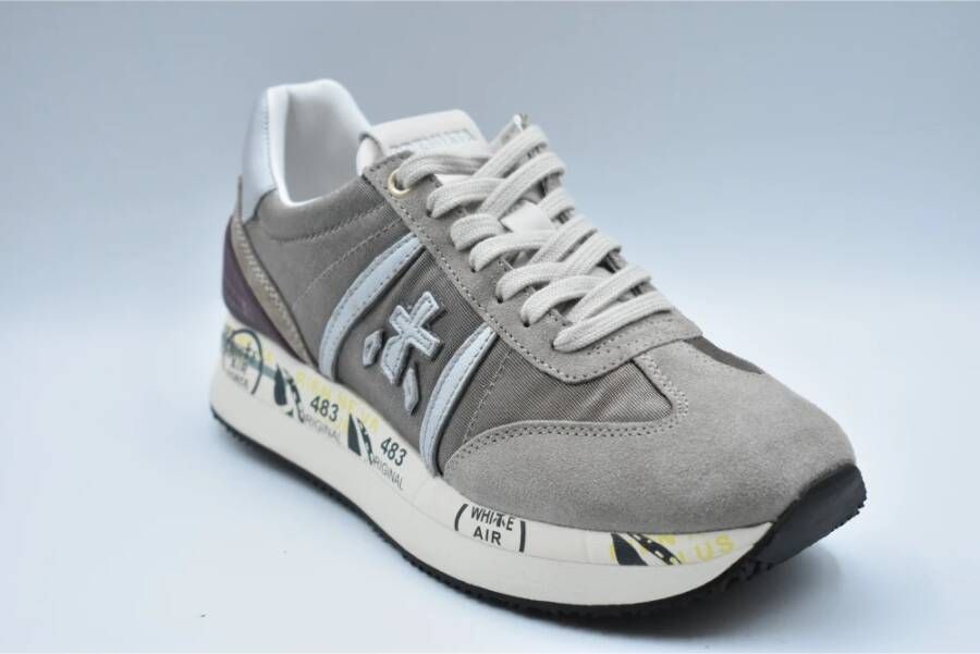 Premiata Grijze Suède en Stoffen Platte Schoenen Gray Dames