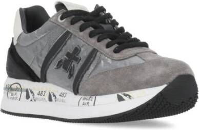 Premiata Grijze Witte Leren Tech Fabric Sneakers Gray Dames