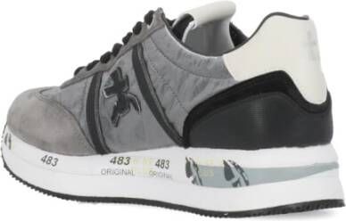 Premiata Grijze Witte Leren Tech Fabric Sneakers Gray Dames