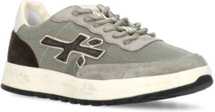 Premiata Groen Wit Leren Sneakers Ronde Neus Multicolor Heren