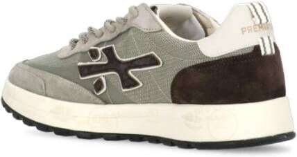 Premiata Groen Wit Leren Sneakers Ronde Neus Multicolor Heren