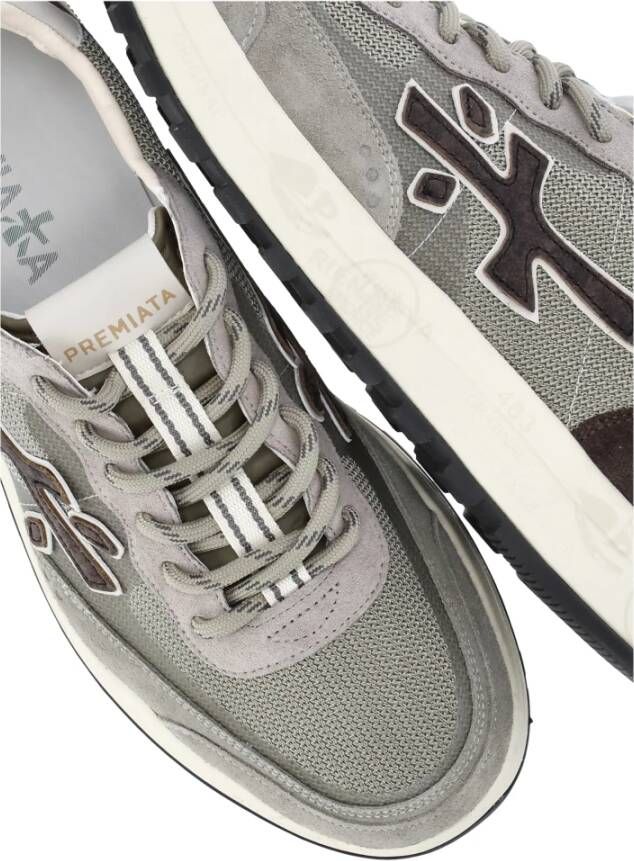 Premiata Groen Wit Leren Sneakers Ronde Neus Multicolor Heren