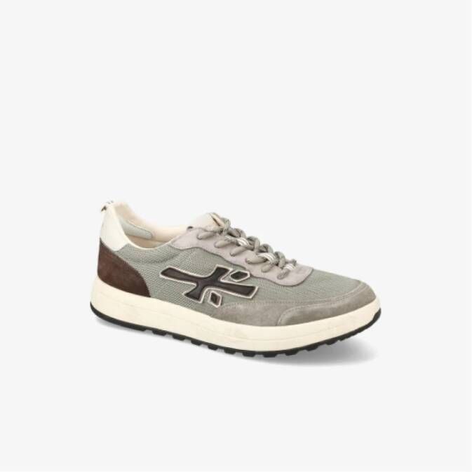 Premiata Groene en bruine lage sneakers Gray Heren